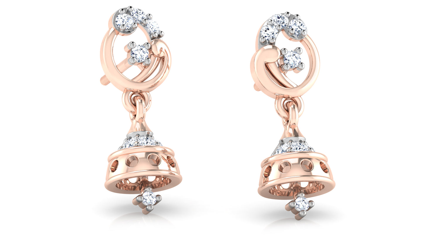 Luxury Elagant Bejewelled Ears Artificial Diamond Rose Gold Danglers