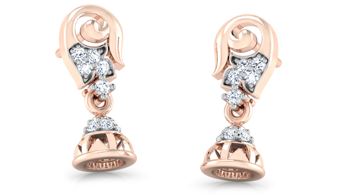 Funky Bells Lab Grown Diamond Rose Gold Danglers