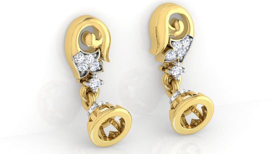 Funky Bells Lab Grown Diamond Gold Danglers Bottom view