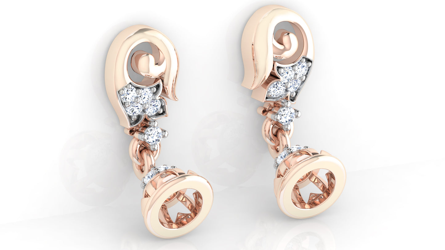 Funky Bells Lab Grown Diamond Rose Gold Danglers Bottom view