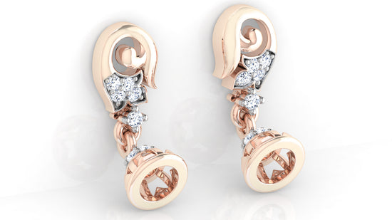 Funky Bells Lab Grown Diamond Rose Gold Danglers Bottom view