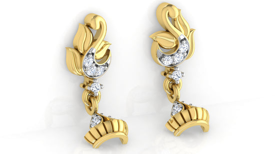 Romantic Tassels Synthetic Diamond Gold Danglers Bottom View