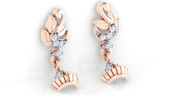 Romantic Tassels Synthetic Diamond Rose Gold Danglers Bottom View