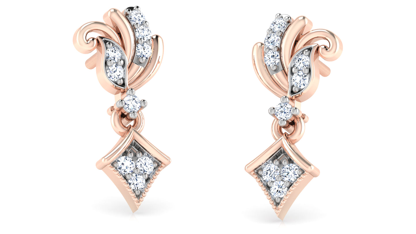 Trend Setter Artificial Diamond Rose  Gold Danglers 