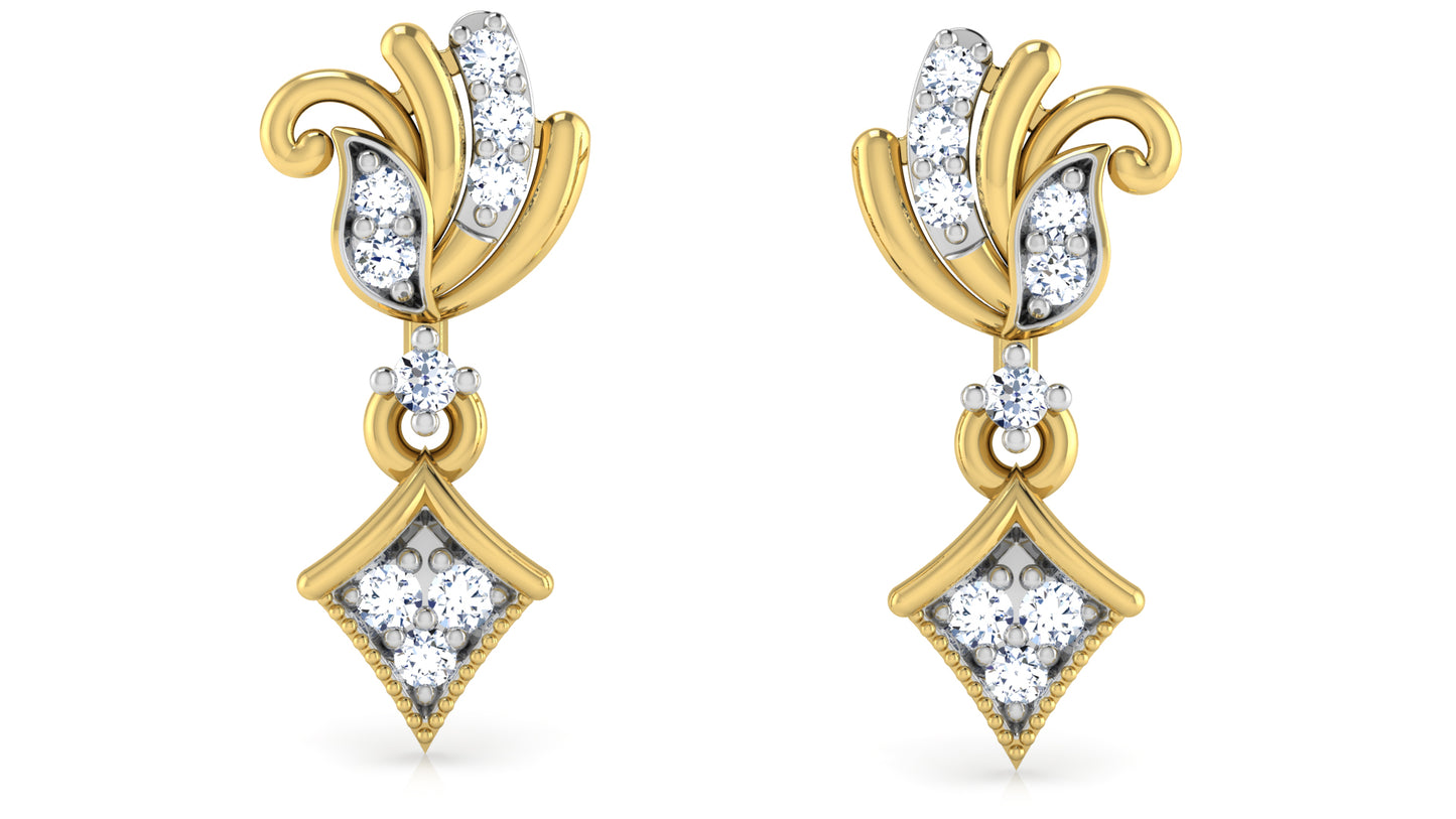 Trend Setter Artificial Diamond Gold Danglers Front View