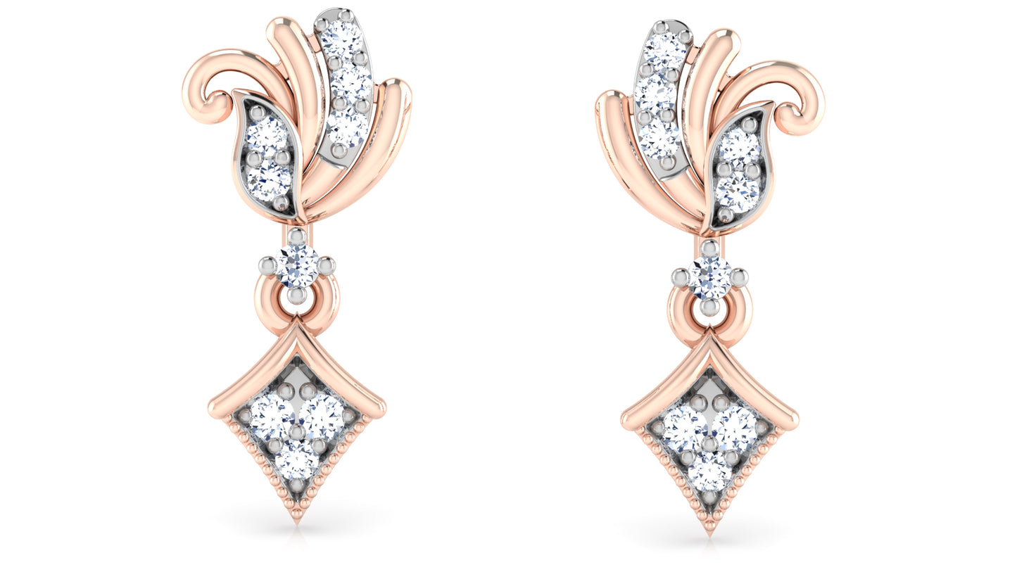 Trend Setter Artificial Diamond Rose Gold Danglers Front View