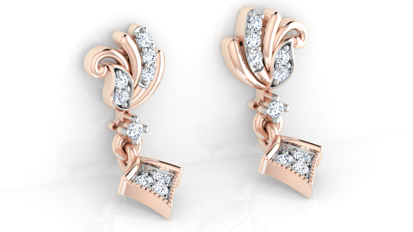 Trend Setter Artificial Diamond Rose Gold Danglers Bottom View