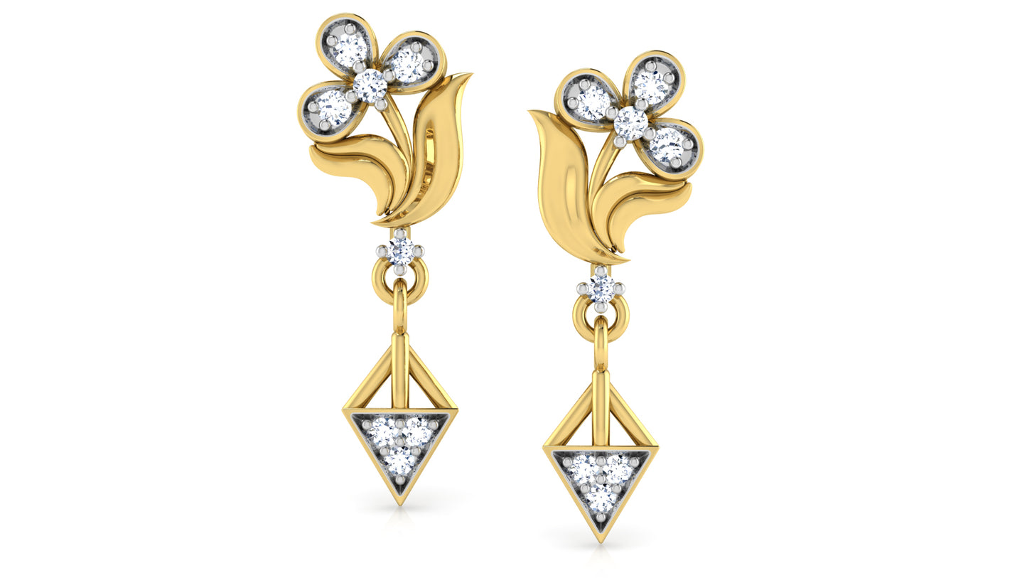  Lab Grown Diamond  Gold Couple Danglers