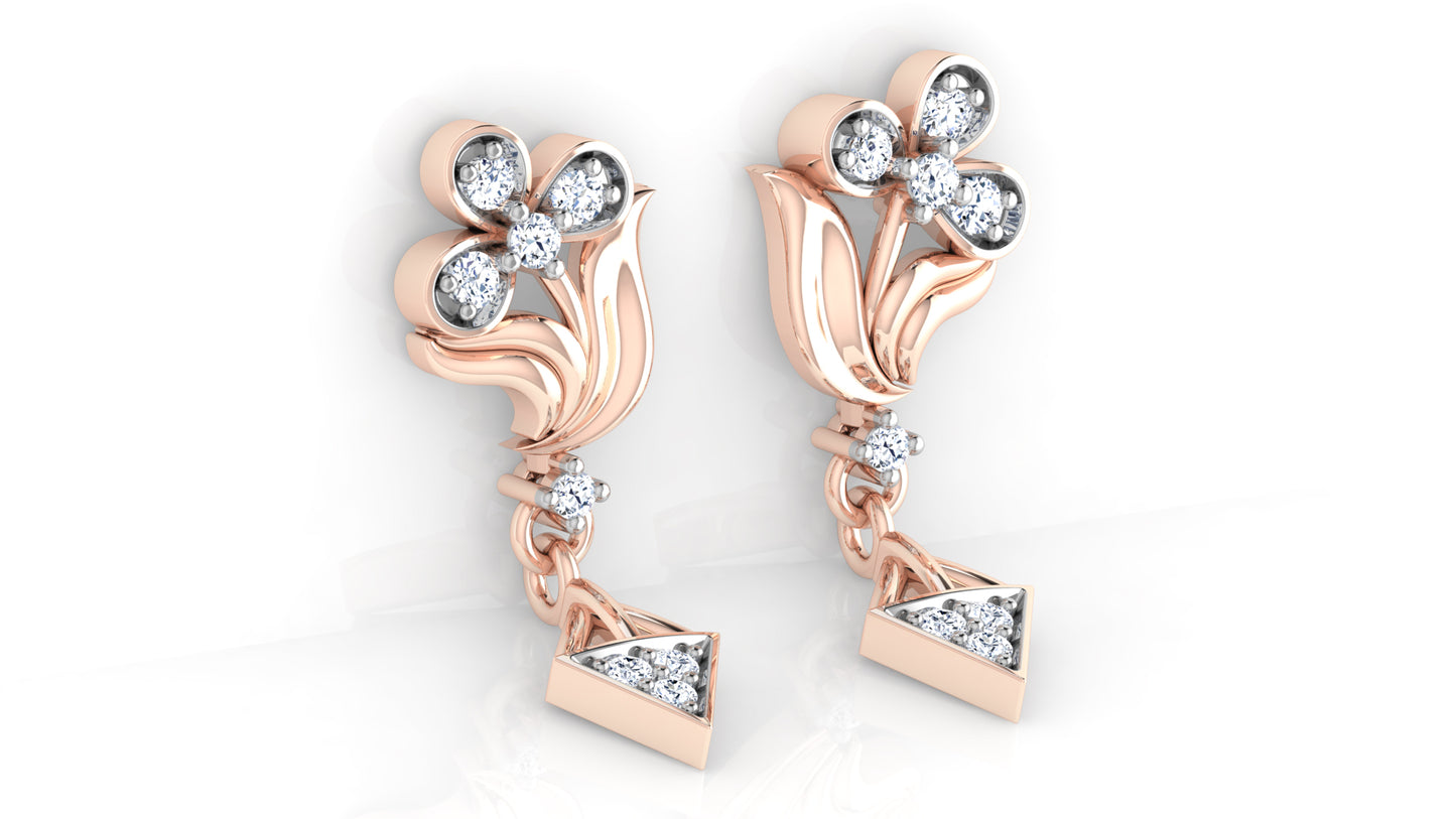 Rose Gold Lab Grown Diamond  Front Side Danglers