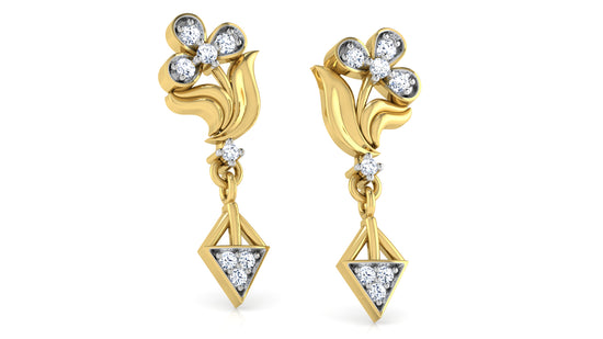 Gold Lab Grown Diamond Danglers Right and Left Ear Danglers 