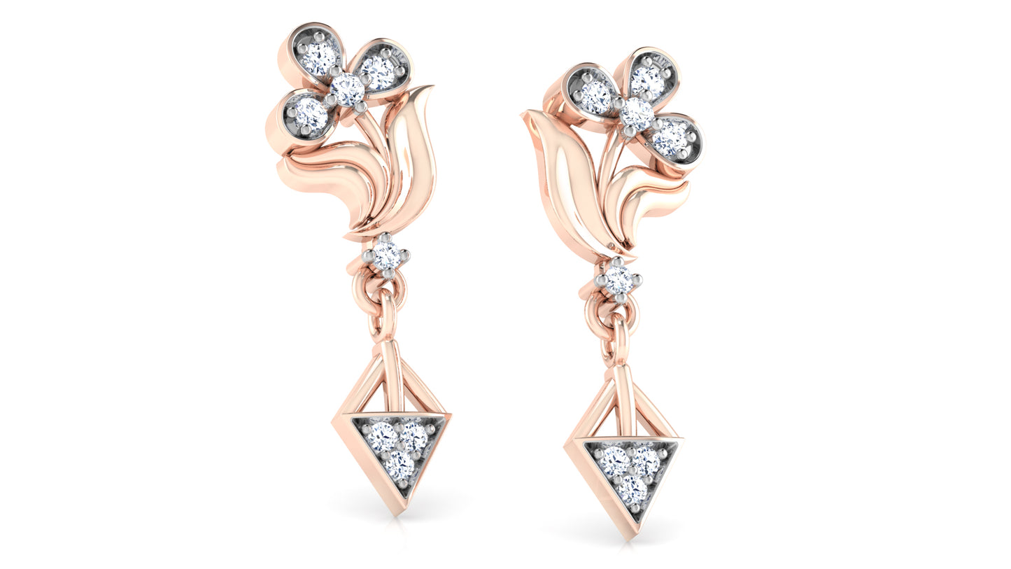 Rose Gold Lab Grown Diamond Danglers Right and Left Ear Danglers 