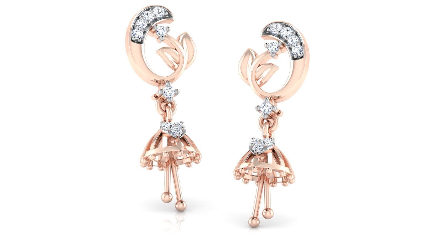 Bell Tropics Lab Grown Diamond Rose Gold Danglers 