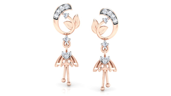 Bell Tropics Lab Grown Diamond  Rose Gold Danglers Front View