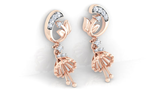 Bell Tropics Lab Grown Diamond  Rose Gold Danglers Bottom View