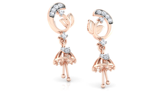 Luxurious Bell Tropics Lab Grown Diamond  Rose Gold Danglers Front View