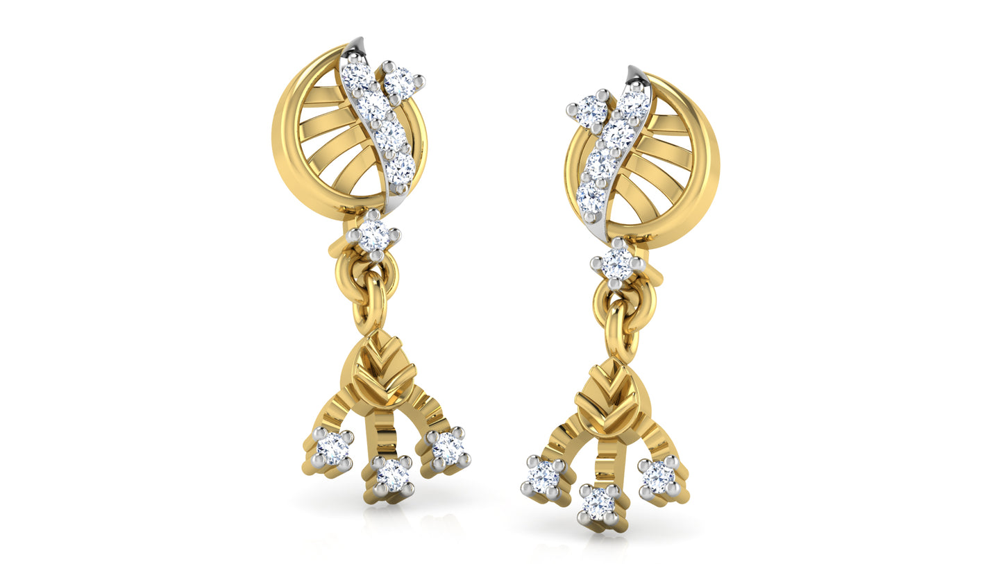 Sail Away Diamond Gold Danglers - Elegant Jewelry Collection at Diahart Chennai