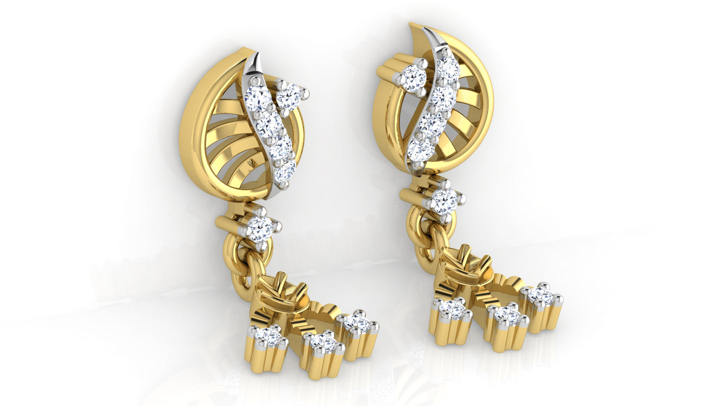 Sail Away Lab Grown Diamond Gold Danglers Bottom view