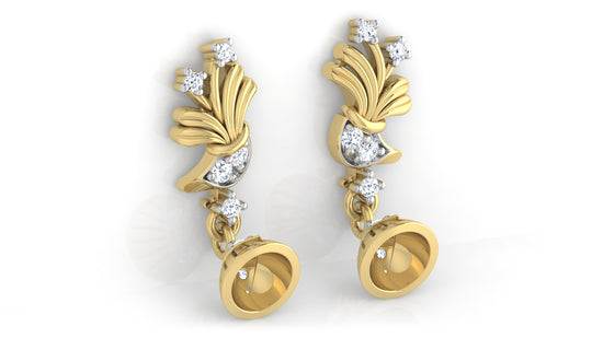 Bell Breeze Diamond Gold Danglers Exclusive Bottom View 