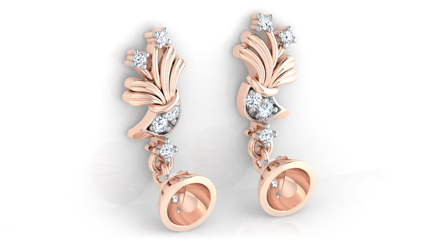 Bell Breeze Diamond Rose Gold Danglers Bottom View 