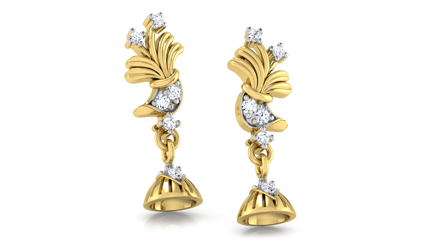 Stylish and Beautyful Bell Breeze Diamond Gold Danglers 