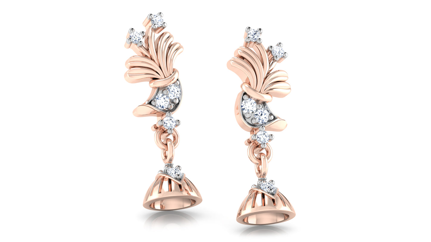 Stylish and Beautyful Bell Breeze Diamond Rose Gold Danglers 