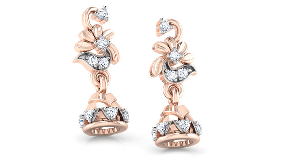 Elagant and Stylish Ding Dong Lab Grown Diamond Rose Gold Danglers 