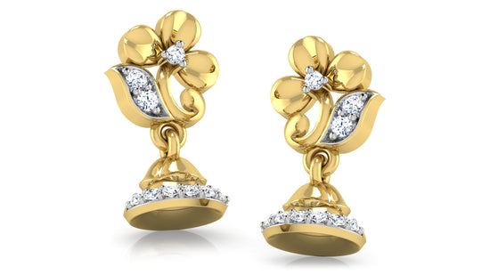 World of Bells Lab Grown Diamond Gold Danglers | Elegant Jewelry at Diahart Chennai