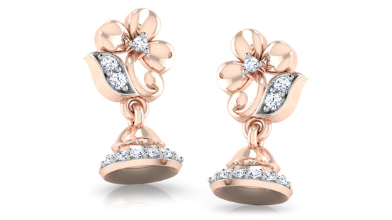 World of Bells Lab Grown Diamond Rose Gold Danglers