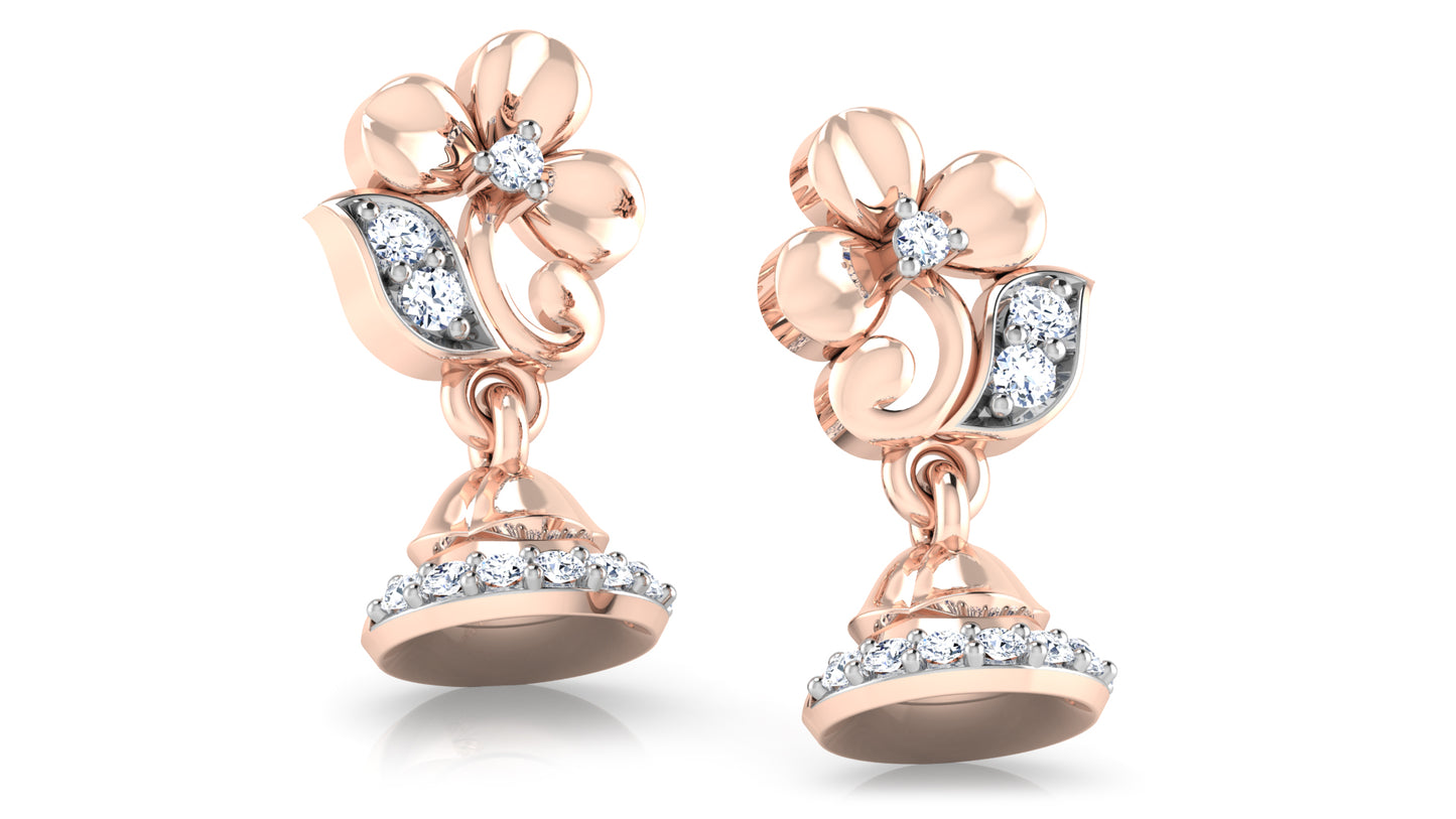 Beautiful World of Bells Lab Grown Diamond Rose Gold Danglers