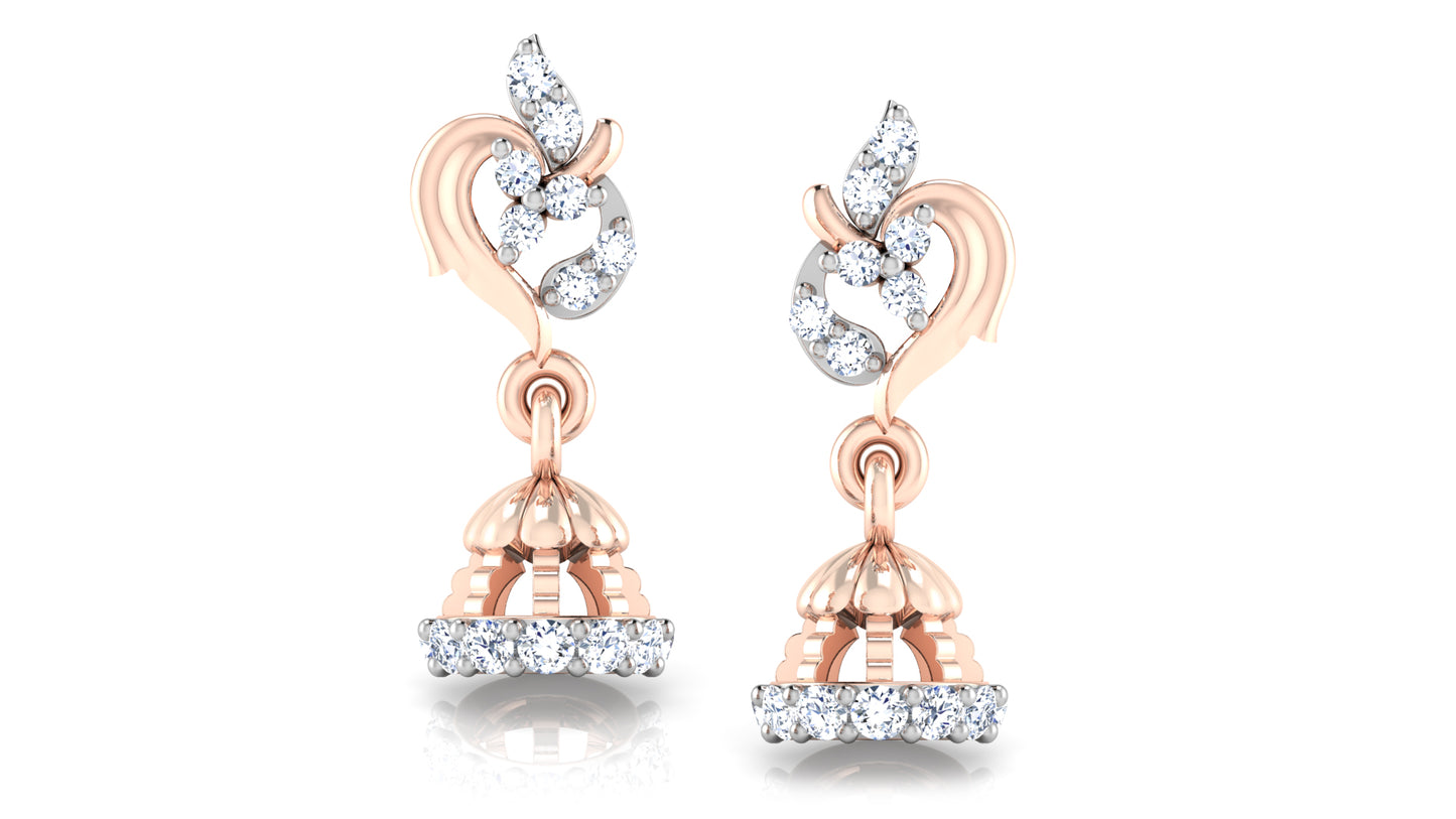 Tinkle Tankle Lab Grown Diamond  Rose Gold Danglers Front View