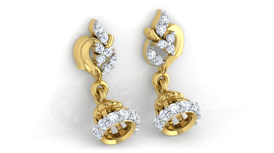 Tinkle Tankle Lab Grown Diamond  Gold Danglers Bottom View