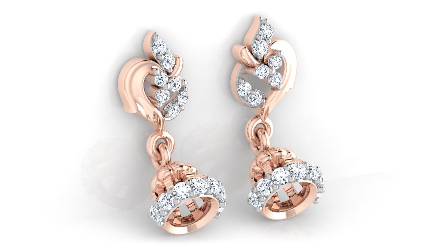 Tinkle Tankle Lab Grown Diamond Rose Gold Danglers Bottom View