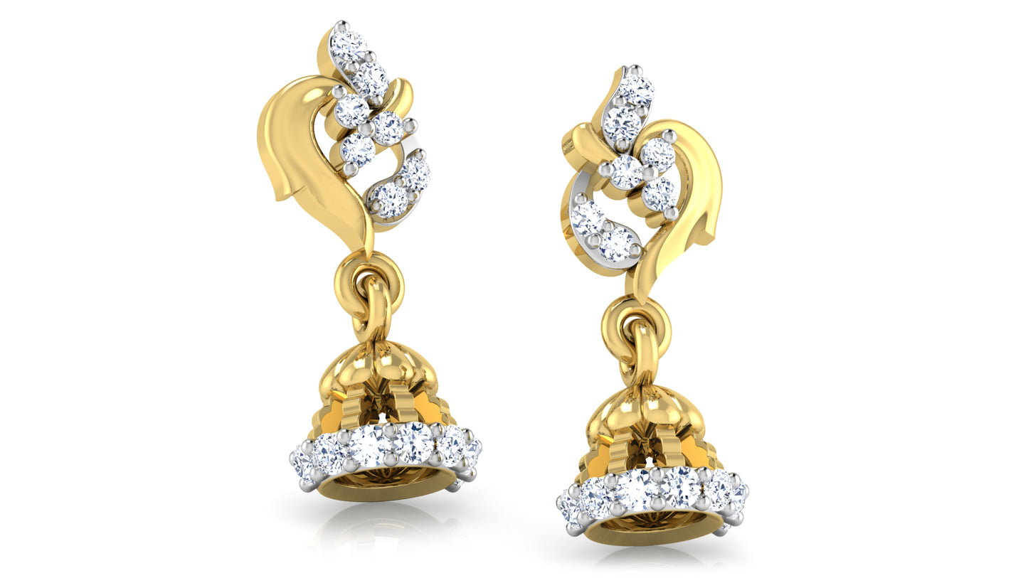 Sparkling Tinkle Tankle Lab Grown Diamond  Gold Danglers 