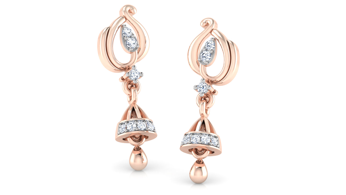 Clang Clang Artificial Diamond Rose Gold Danglers 