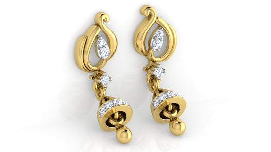 Clang Clang Artificial Diamond Gold Danglers Bottom View