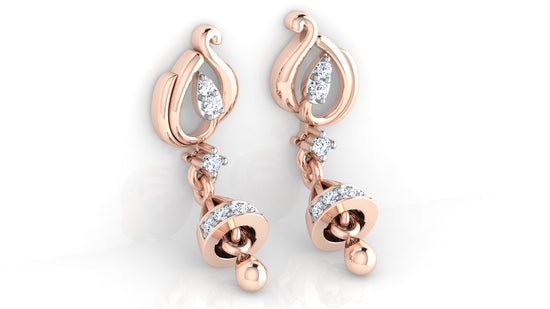 Clang Clang Artificial Diamond Rose Gold Danglers Bottom View