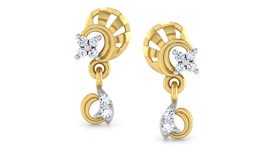 Buy Bold n Beautiful Synthetic Diamond Gold Danglers Front view