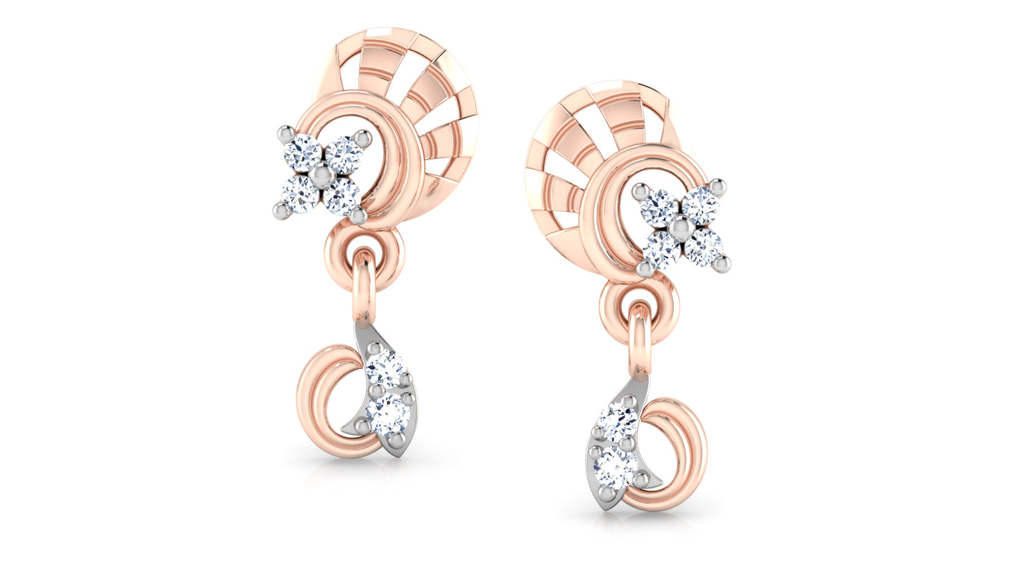 Buy Bold n Beautiful Synthetic Diamond Rose Gold Danglers Front view