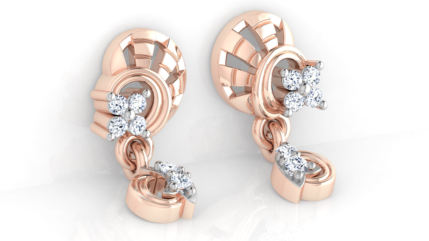 Bold n Beautiful Synthetic Diamond Rose Gold Danglers Bottom view