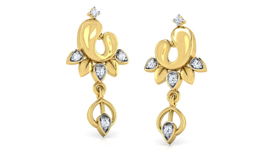 Flower Angels Lab Grown Diamond Gold Danglers | Premium Jewelry at Diahart Chennai
