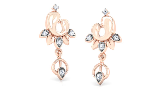 Flower Angels Lab Grown Diamond Rose Gold Danglers 