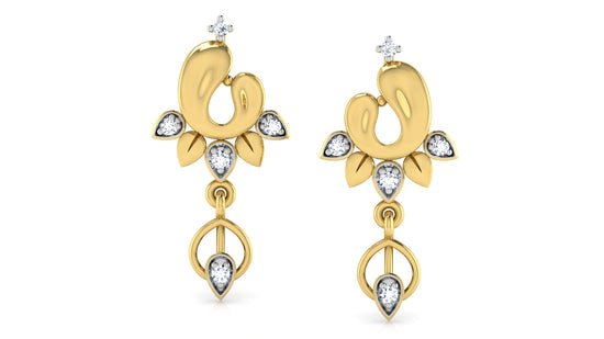 Flower Angels Lab Grown Diamond Gold Danglers 