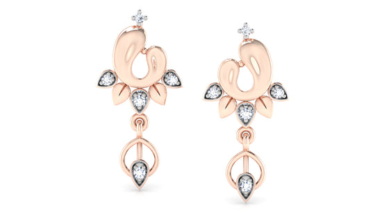 Flower Angels Lab Grown Diamond Rose Gold Danglers 