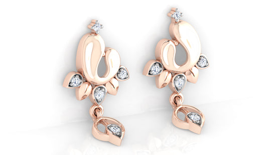 Flower Angels Lab Grown Diamond Rose Gold Danglers  Left view