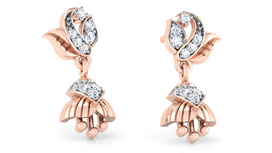 Ear Edits Synthetic Diamond Jewelry Rose Gold Danglers  left view