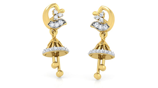 Bells Galore Lab Grown Diamond Gold Danglers - Premium Jewelry at Diahart Chennai