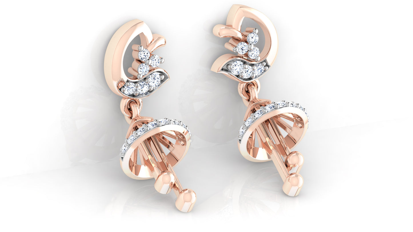 Bells Galore Lab Grown Diamond Rose Gold Danglers Bottom View