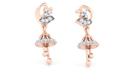 Stylish Bells Galore Lab Grown Diamond Rose Gold Danglers Bottom View