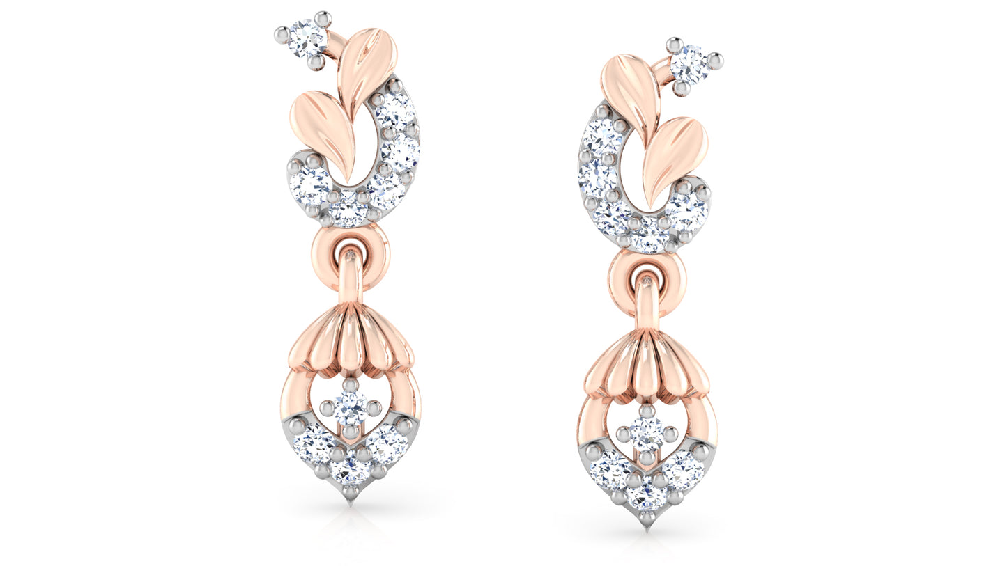 Diagold Canopy Artificial Diamond Rose Gold Danglers Front View