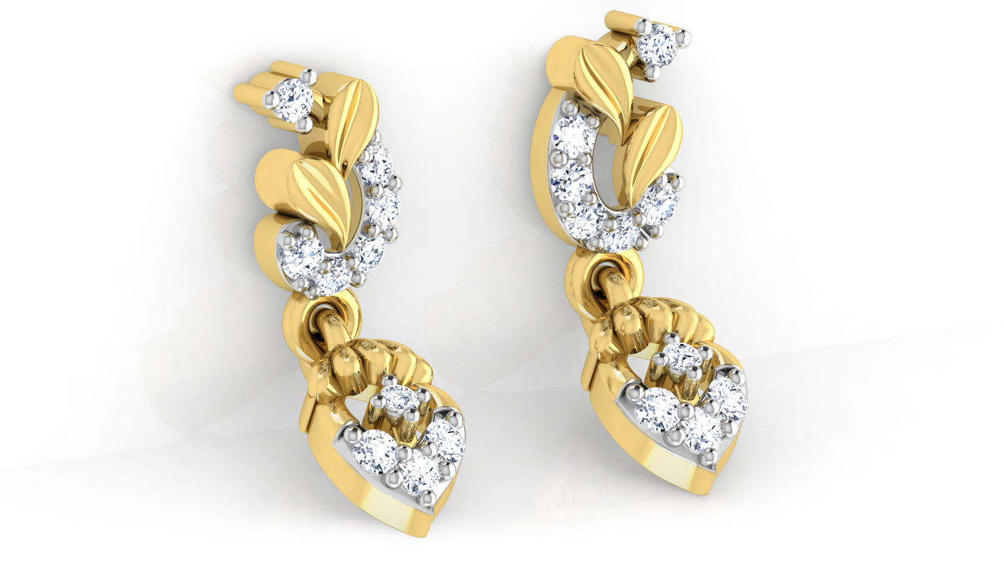 Diagold Canopy Artificial Diamond  Gold Danglers Left View